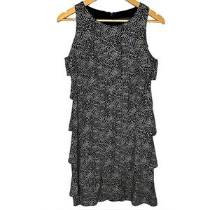 Jessica Howard Black White Ruffle Tiered Sleeveless Lined Dress Women's 6